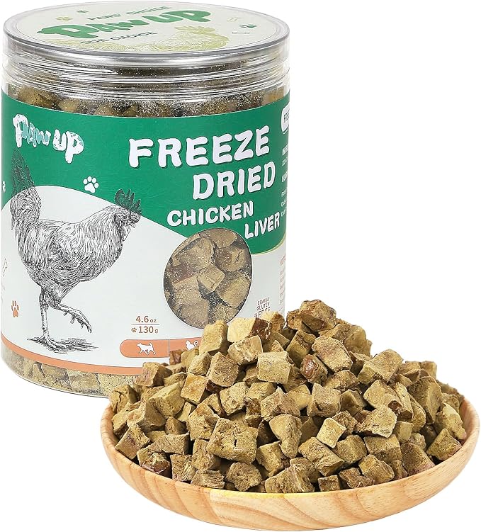 Freeze Dried Chicken Liver Pet Treats, High Protein Freeze-Dried Pet Food for Dogs, Cats, Fresh Ingredient Snacks, 4.6oz, Rawhide Free&Grain Free