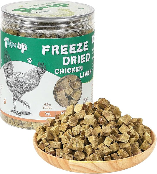 Freeze Dried Chicken Liver Pet Treats, High Protein Freeze-Dried Pet Food for Dogs, Cats, Fresh Ingredient Snacks, 4.6oz, Rawhide Free&Grain Free