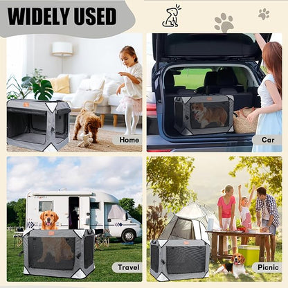 Collapsible Extra Large Dog Crate, Portable Dog Crates for Extra Large Dogs, Foldable Xlarge Dog Travel Crate Soft Sided, 42 x 31 Inch Soft Large Dog Cage Kennel Indoor Outdoor, Ventilated