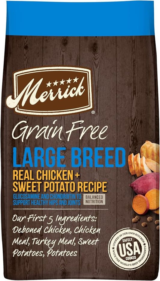 Merrick Grain Free Premium Large Breed Dry Dog Food, Wholesome and Natural Kibble, Chicken and Sweet Potato - 22.0 lb. Bag