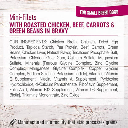 Wellness Petite Entrees Mini Filets Grain Free Natural Wet Small Breed Dog Food, Roasted Chicken & Beef, 3-Ounce Cup