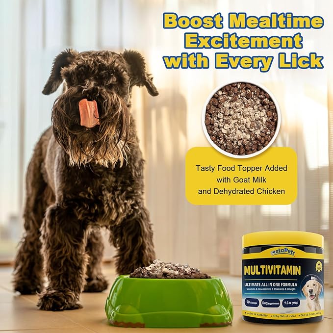 Dog Vitamins Powder, Dog Multivitamin with Probiotics, Glucosamine, Omega 3, Support Gut, Joint & Mobility, Itchy Skin & Coat, Minerals and Antioxidant for Immune Health, 84 Servings