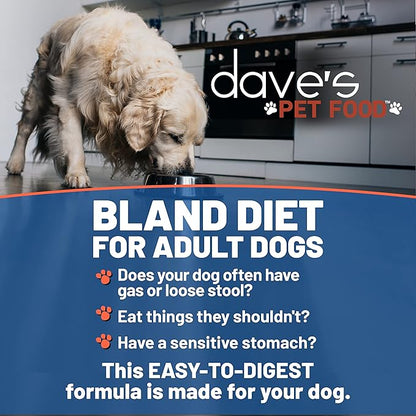 Dave's Pet Food Bland Diet Dog Food (Chicken & Rice), Easy to Digest, Gluten-Free Canned Wet Dog Food for Sensitive Stomach, Dave's Dog Food, 13.2 Ounce (Pack of 12)