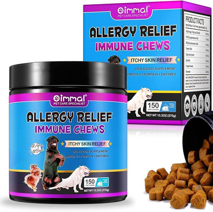 Dog Allergy Relief, Dog Itchy Skin Relief Treats with Fish Oil, Omega 3, Itch Relief Chews for Dogs Seasonal Allergy, Anti Itch for Dogs Allergy Support Supplement (150PCS)