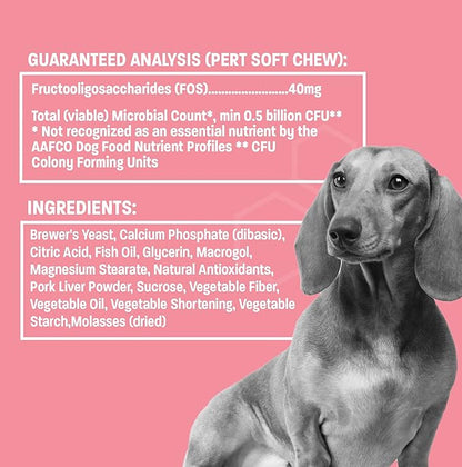 Dog Probiotic Chews for Dogs - Support Healthy Digestion Dog Probiotics and Digestive Enzymes for Gut Health for Dogs - for Traveling, Kenneling and Training - Small/Medium Dog - 30 ct