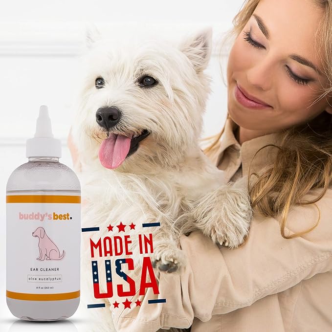 Buddy's Best, Dog Ear Cleaner Solution - for Pet and Puppy Ear Wax Cleaning - Anti Itch for Dogs Ears - 8oz, 240ml Dog Ear Cleaners