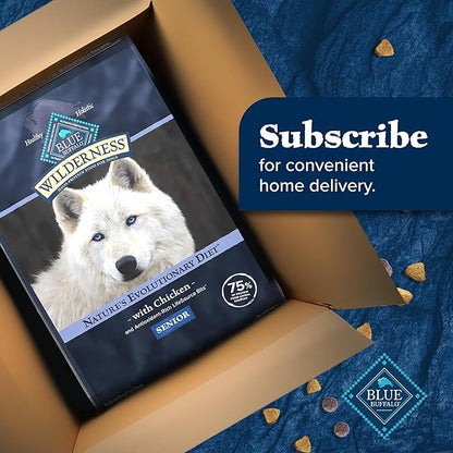 Blue Buffalo Wilderness Senior High Protein Dry Dog Food With Real Chicken Plus Wholesome Grains, Made in the USA with Natural Ingredients, Chicken, 24-lb. Bag