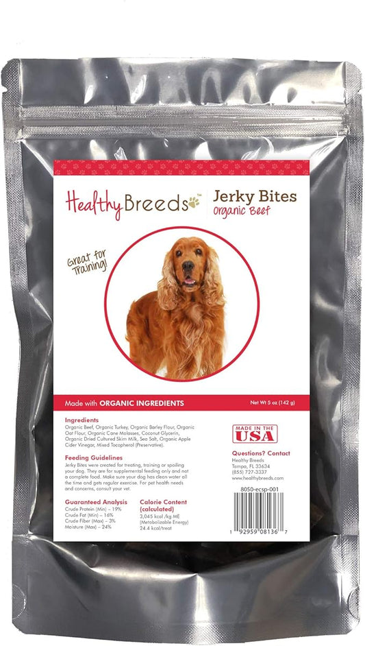 Healthy Breeds English Cocker Spaniel Jerky Bites Beef Recipe Dog Treats 5 oz