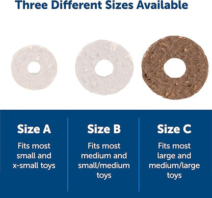 PetSafe Natural Rawhide Treat Ring Refills for Busy Buddy Dog Toys, Size B fits Small/Medium and Medium Toys, 16 Rings