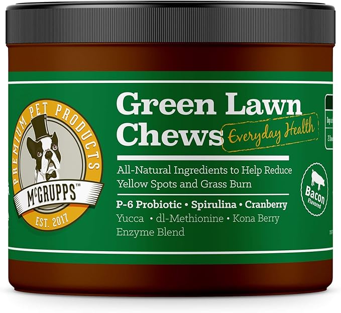 Green Lawn Chews for Dogs - Grass Burn Relief for Yellow Lawn Spots Caused by Dog Urine -Cranberry for Urinary Tract & Bladder + Digestive Enzymes - Made in The USA -130 Ct