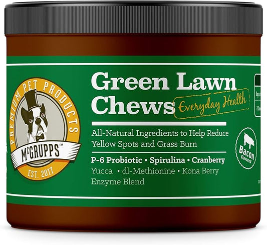 Green Lawn Chews for Dogs - Grass Burn Relief for Yellow Lawn Spots Caused by Dog Urine -Cranberry for Urinary Tract & Bladder + Digestive Enzymes - Made in The USA -130 Ct