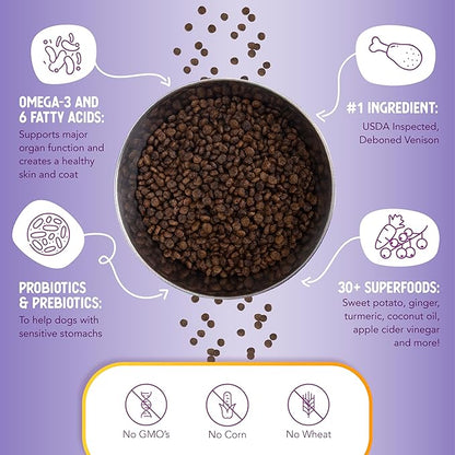 Health Extension Grain Free Little Bites for Dogs, Natural Food with Added Vitamins & Minerals, Perfect for Teacup, Toy & Small Dogs, Venison & Sweet Potato Little Bites Recipe (3.5lb Bag)