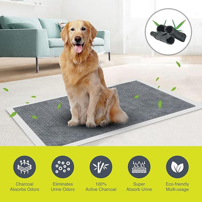 PetsUp Charcoal Puppy Training Pads - Pee Pads with Odor Control for Puppies & Dogs - Quick Dry Puppy Potty Training Pad - Non-Woven Surface, Deodorizing Filter, Quilted Gel Core - 22x23, 50-Pack