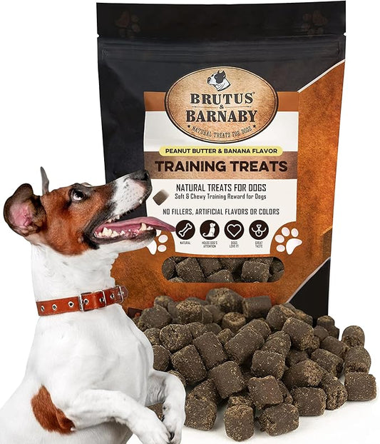 BRUTUS & BARNABY Training Treats for Dogs - Peanut Butter & Banana - All-Natural Healthy Low Calorie Vegan Treat - Great to Use for Rewards in Training Your Puppy Or Dog