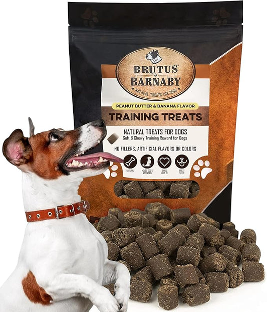 BRUTUS & BARNABY Training Treats for Dogs - Peanut Butter & Banana - All-Natural Healthy Low Calorie Vegan Dog Training Treats - Great to Use for Rewards in Training Your Puppy Or Dog