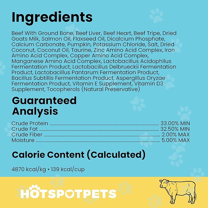 hotspot pets Freeze Dried Raw Beef Meal Toppers for Dogs - Single Protein, All Natural, Grain-Free - Perfect for Training, Topper or Snack - Made in USA - (Beef Meal Toppers) 1LB Bag