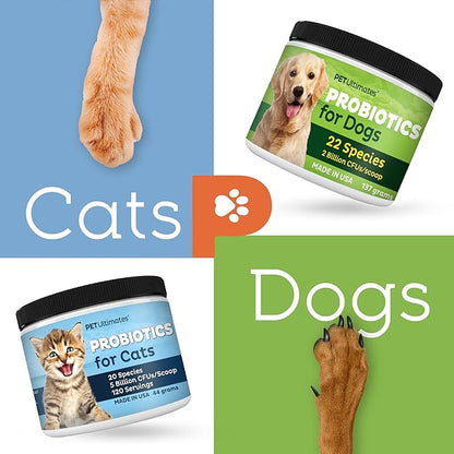 Pet Ultimates Probiotics for Dogs – 22-Species Dog Probiotics for Dog Digestive Support & Dog Antibiotics Recovery – Skin and Coat Supplement for Dogs Enhances Vitality – Dog Health Supplies (137 gr)