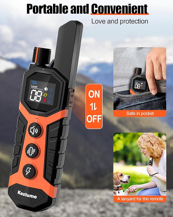 Dog Shock Collar - 4000Ft Waterproof Dog Training Collar with Remote for 5-120lbs Small Medium Large Dogs, 3 Channels, Rechargeable E Collars with Beep Vibration Safe Shock Modes (Orange)