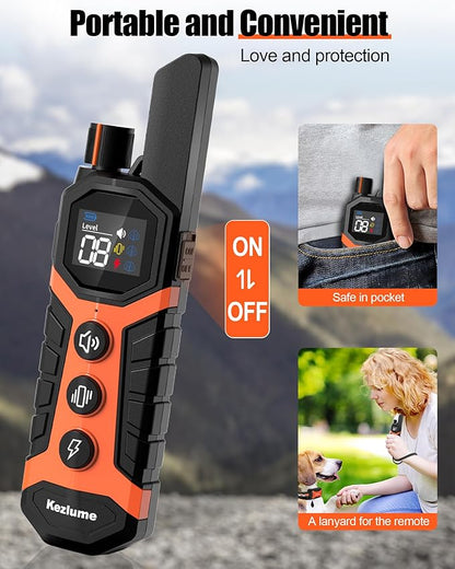 Dog Shock Collar - 4000Ft Waterproof Dog Training Collar with Remote for 5-120lbs Small Medium Large Dogs, 3 Channels, Rechargeable E Collars with Beep Vibration Safe Shock Modes (Orange)