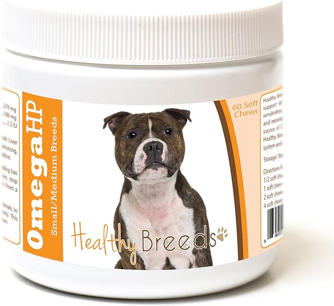 Healthy Breeds Staffordshire Bull Terrier Omega HP Fatty Acid Skin and Coat Support Soft Chews 60 Count