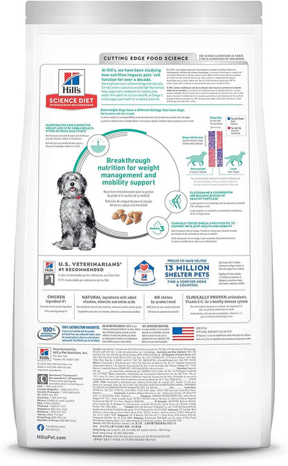 Hill's Science Diet Perfect Weight & Joint Support, Adult 1-6, Weight Management & Joint Support, Dry Dog Food, Chicken & Brown Rice, 12 lb Bag