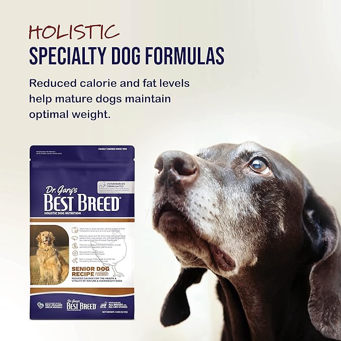 Best Breed Dr. Gary's Senior Dog Diet (Reduced Calorie) Made in USA [Natural Dry Dog Food] - 28lbs., Dark Brown, Medium