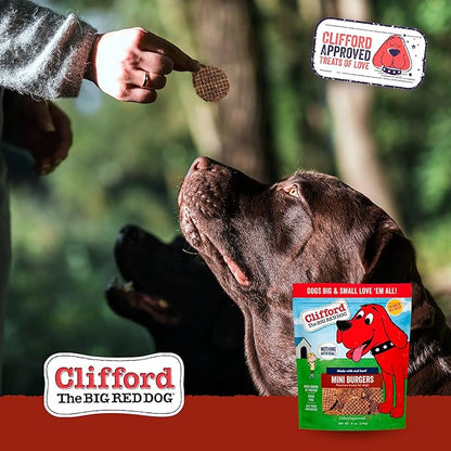 Clifford® Beef Mini Burger Bites Dog Treats | Real Meat Dog Treats for All Breed Dogs | Puppy Training Treats, Grain and Rawhide Free, High Protein, Healthy Dog Treats - Limited Ingredients (24oz)
