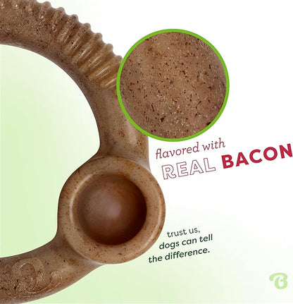 Benebone Ring Durable Dog Chew Toy for Aggressive Chewers, Real Bacon, Made in USA, Small
