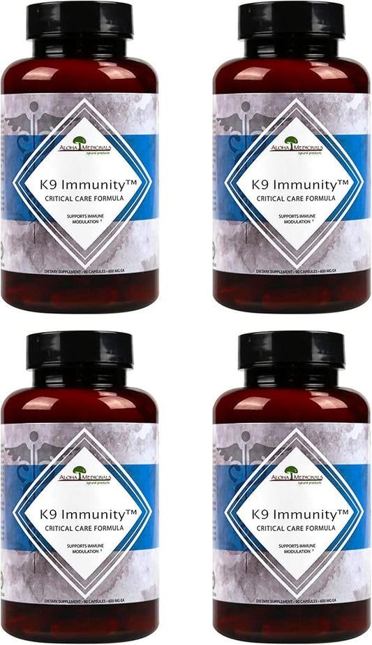 K9 Immunity, Immune Support Supplement for Dogs, Organic and Mushroom Enhanced Dog Health Supplies, Pack of 4, 90 Capsules Each