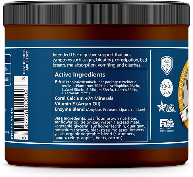 Probiotic Chews for Dogs - with Natural Digestive Enzymes + Prebiotics - for Diarrhea & Upset Stomach Relief + Gas & Constipation - Allergy & Immune + Hot Spots - Made in The USA - 130 Ct