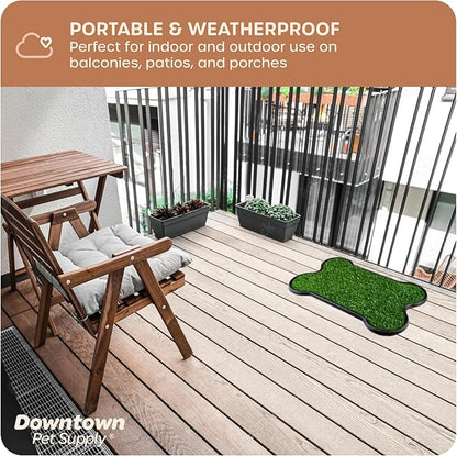 Downtown Pet Supply Dog Grass Pad with Tray, 17 x 27 - Outdoor and Indoor Potty System for Dogs with Replaceable Synthetic Grass Pee Turf - Portable and Waterproof Turf Dog Potty