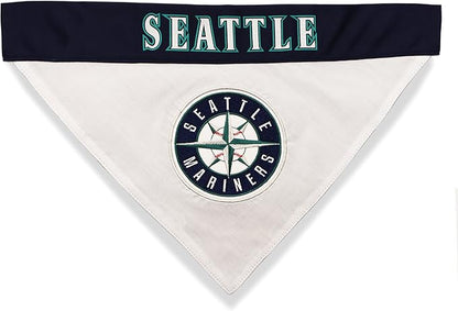 Pets First MLB Seattle Mariners Reversible Bandana Size XX-Large for Dogs & Cats. 2 Sided Sports Bandana,Premium Embroidery Team Logo, All MLB Teams Available