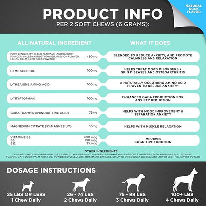 Googipet Hemp Calming Chews for Dogs - Separation Anxiety Relief for Dogs, Dog Calming Chews with Valerian Root, & Hemp, Non-Drowsy Dog Calming Treats - Helps Aid with Thunder, Shaking & Barking