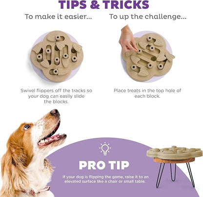 Outward Hound Nina Ottosson Dog Hide N' Slide Dog Puzzle Interactive Treat Puzzle Dog Enrichment Dog Toy, Level 2 Intermediate, Tan, Composite