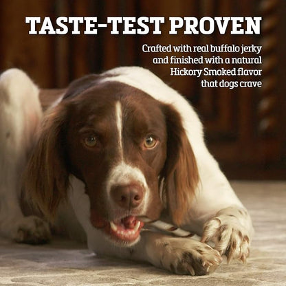 Rawhide Dog Treats | Healthy, Grass-Fed Buffalo Jerky Raw Hide Chews | Hickory Smoked Flavor | Jerky Twist, 16 Count
