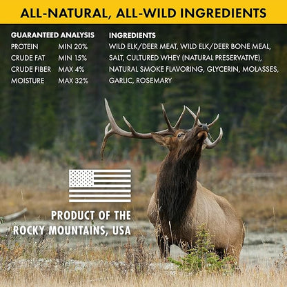 Venison Jerky Dog Treats, Grain Free, All Natural, No Fillers, No Artificial Preservatives - Nature's Purest Dog Treats - 8 oz Bag (2 Pack)