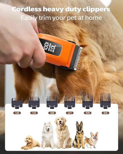 Dog Grooming Kit for Heavy Thick Hair&Coats, 3 in 1 Dog Clippers for Grooming, Rechargeable Cordless Pet Shaver with Storage Box, Quiet Dog Paw Trimmer for Small and Large Dogs Cats Animals