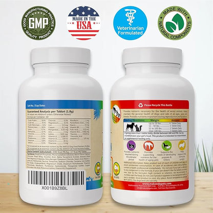 Prenatal Dog Vitamins – Multivitamin for Dogs and Cats with Folic Acid, Minerals and Amino Acids. Ideal for Pregnant, Breast Feeding and Newborn Pets – Senior Dog Supplement, Complete Puppy Vitamins.