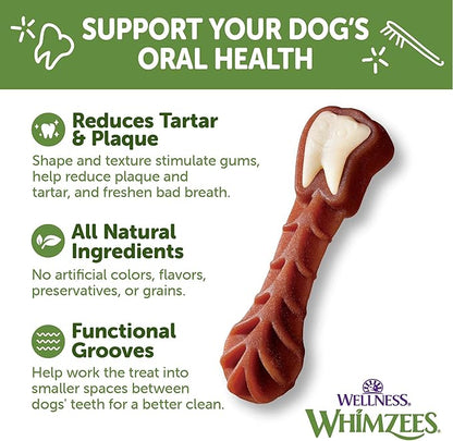 WHIMZEES by Wellness Long lasting Dog Chews Value Box: All Natural Grain Free Treats to Help Clean Teeth & Reduce Plaque & Tartar - for Dogs 40-60 Lbs - 24 Count