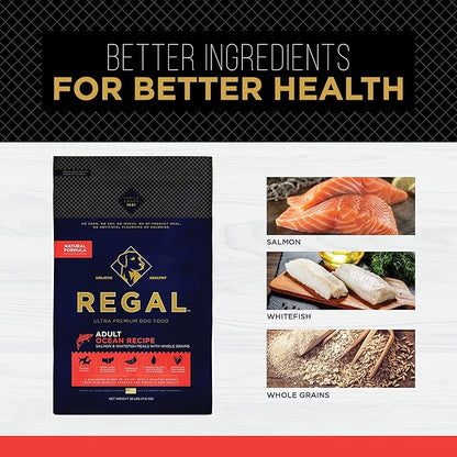 Adult Ocean Recipe (Salmon) All Natural, Slow Cooked Whole Grain Dry Dog Food for All Breeds and Sizes of All Life Stages - Made in The USA, 26 LB Bag