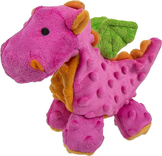 goDog Bubble Plush Dragons Squeaky Dog Toy, Chew Guard Technology - Hot Pink, Small