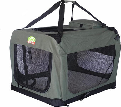 Go Pet Club 28" Soft Collapsible Dog Crate for Dogs, Portable Pet Carrier, Thick Padded Pet Travel Crate for Indoor & Outdoor, Soft Sided Pet Foldable Kennel Cage with Durable Mesh Windows, Sage Green