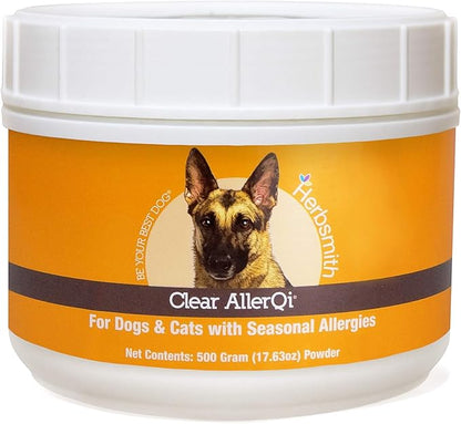 Herbsmith Clear AllerQi – Allergy Aid for Cats and Dogs – Pet Allergy Support – Anti Itch Pills for Dogs and Cats – 500g Powder