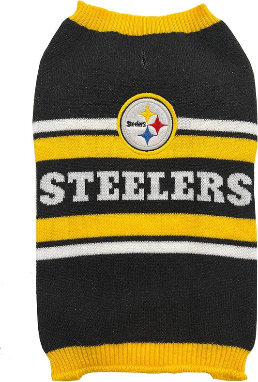 Pets First NFL Pittsburgh Steelers Dog Sweater, Size Extra Small. Warm and Cozy Knit Pet Sweater with NFL Team Logo, Best Puppy Sweater for Large and Small Dogs, Team Color (PIT-4179-XS)