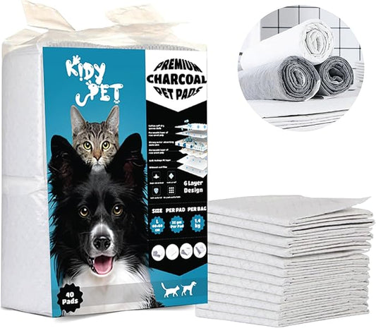 Bamboo Charcoal Pee Pad Absorption Deodorize Pet Disposable Toilet Activated Odor Control Carbon Dog Puppy & Cat Potty Training Pads with 6-Layer | Large Size (60×60 CM) (40 Count/Bag)