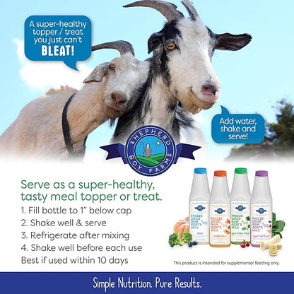 Freeze Dried Raw Goats Milk with Probiotics for Dogs & Cats (Super Greens), Organic USA Veggies & Fruits, High Protein, Digestible Goat Milk Powder, Dog & Cat Food Toppers