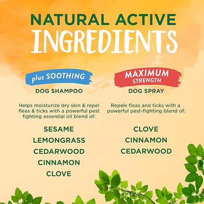 Natural Flea & Tick Soothing Shampoo & Bedding Spray Bundle | Flea & Tick Prevention | Dog Shampoo | Flea & Tick Treatment Protects & Repels | Made in The USA