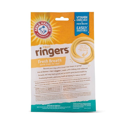 Arm & Hammer for Pets Ringers Dental Treats for Dogs | Dog Dental Chews Fight Bad Breath & Tartar Without Brushing | Fruity Banana Flavor in Dog Treat Bag, 5-Ct Dental Dog Chews, 24 Pack