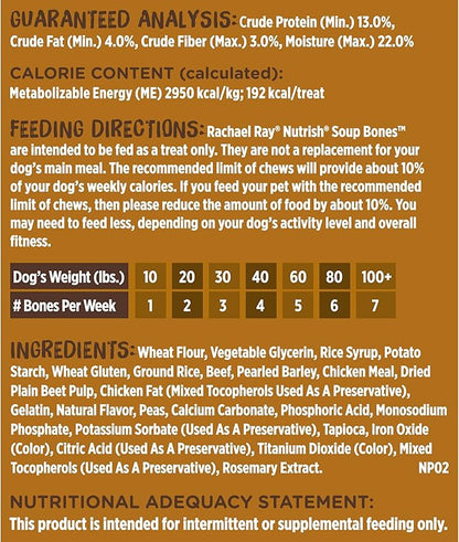Nutrish Rachael Ray Beef, Pea & Brown Rice 40 Pounds Dry Dog Food (Packaging May Vary) + Beef Recipe 11 Count Soup Bones Bundle