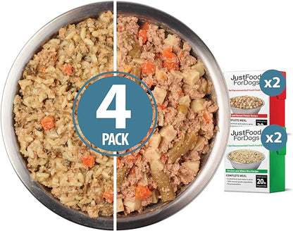 JustFoodForDogs Fresh Dog Food Topper Variety Pack, Beef & Chicken Human Grade Dog Food Recipes - 12.5 oz (Pack of 4)
